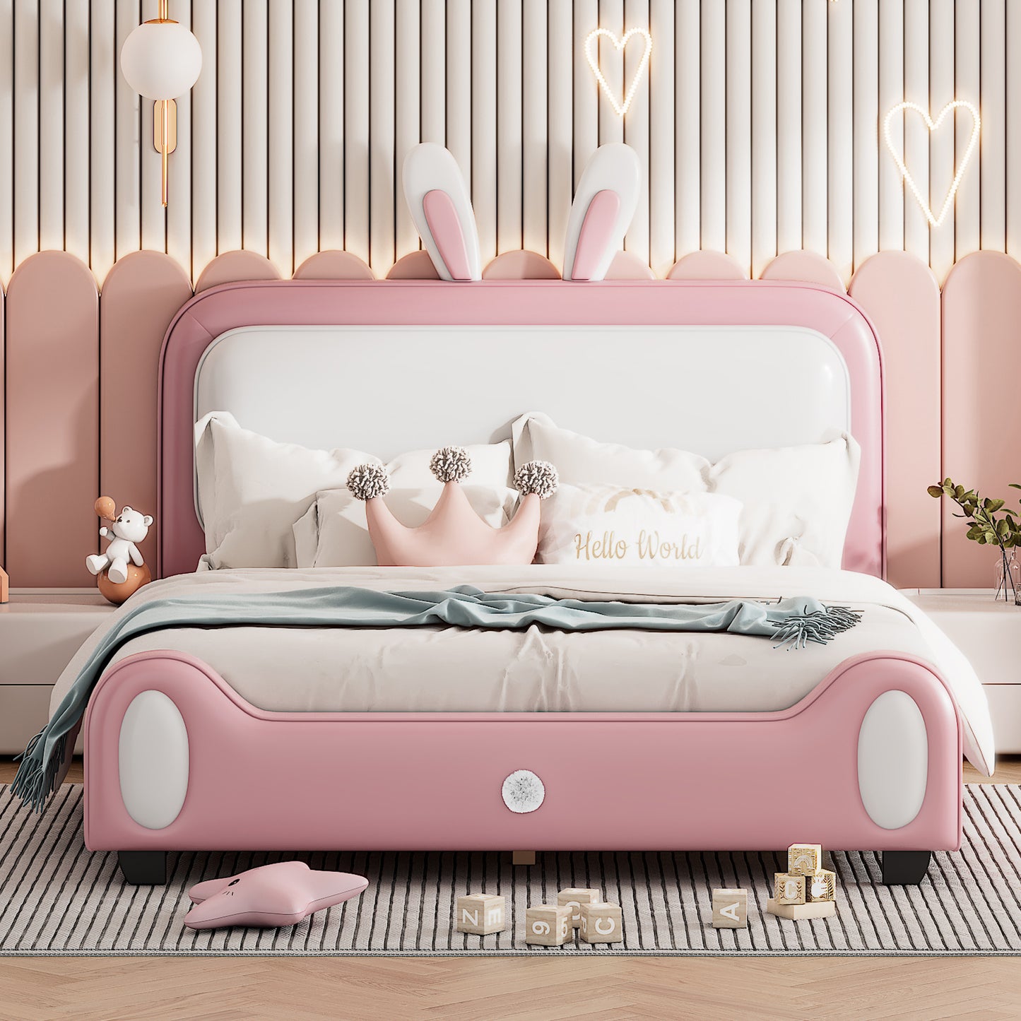 upholstered rabbit-shape princess bed