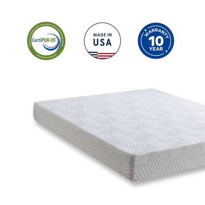 Twin 12 Inch Gel Memory Foam Mattress, White, Bed in a Box, Green Tea and Cooling Gel Infused, CertiPUR-US Certified