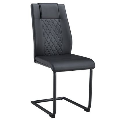 Modern Leather Chairs Set of 4, Black+PU