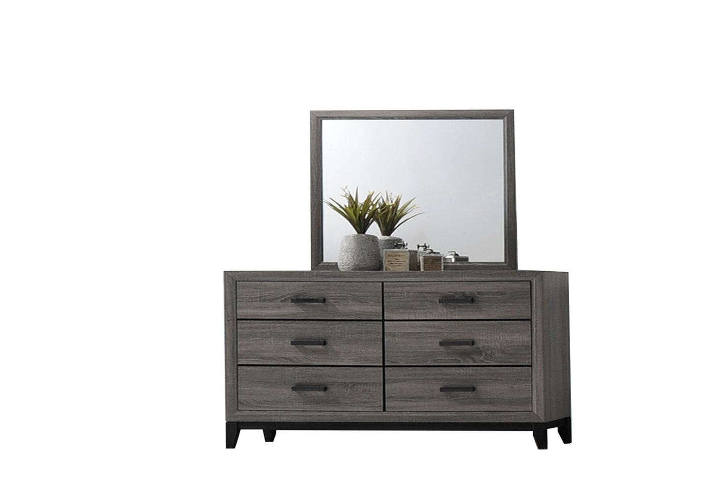 sierra contemporary style 6-drawer dresser made with wood in gray