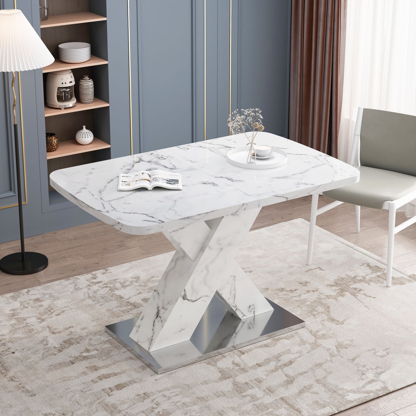 lux extendable marble square dining table
