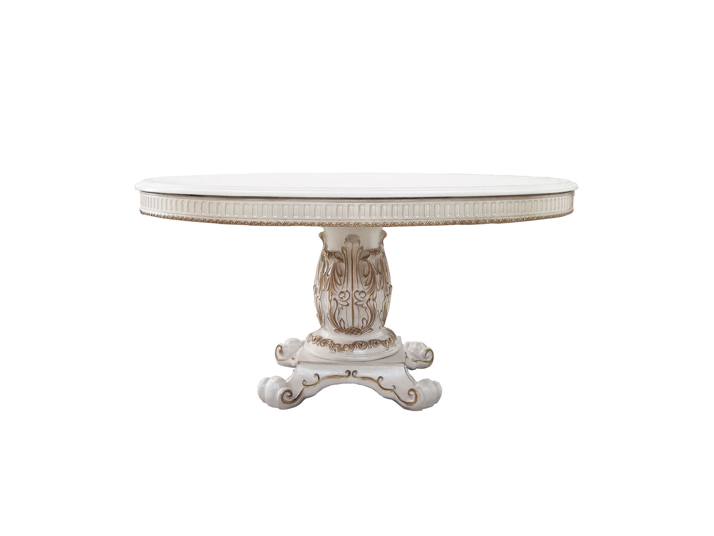 acme vendome dining table antique pearl finish