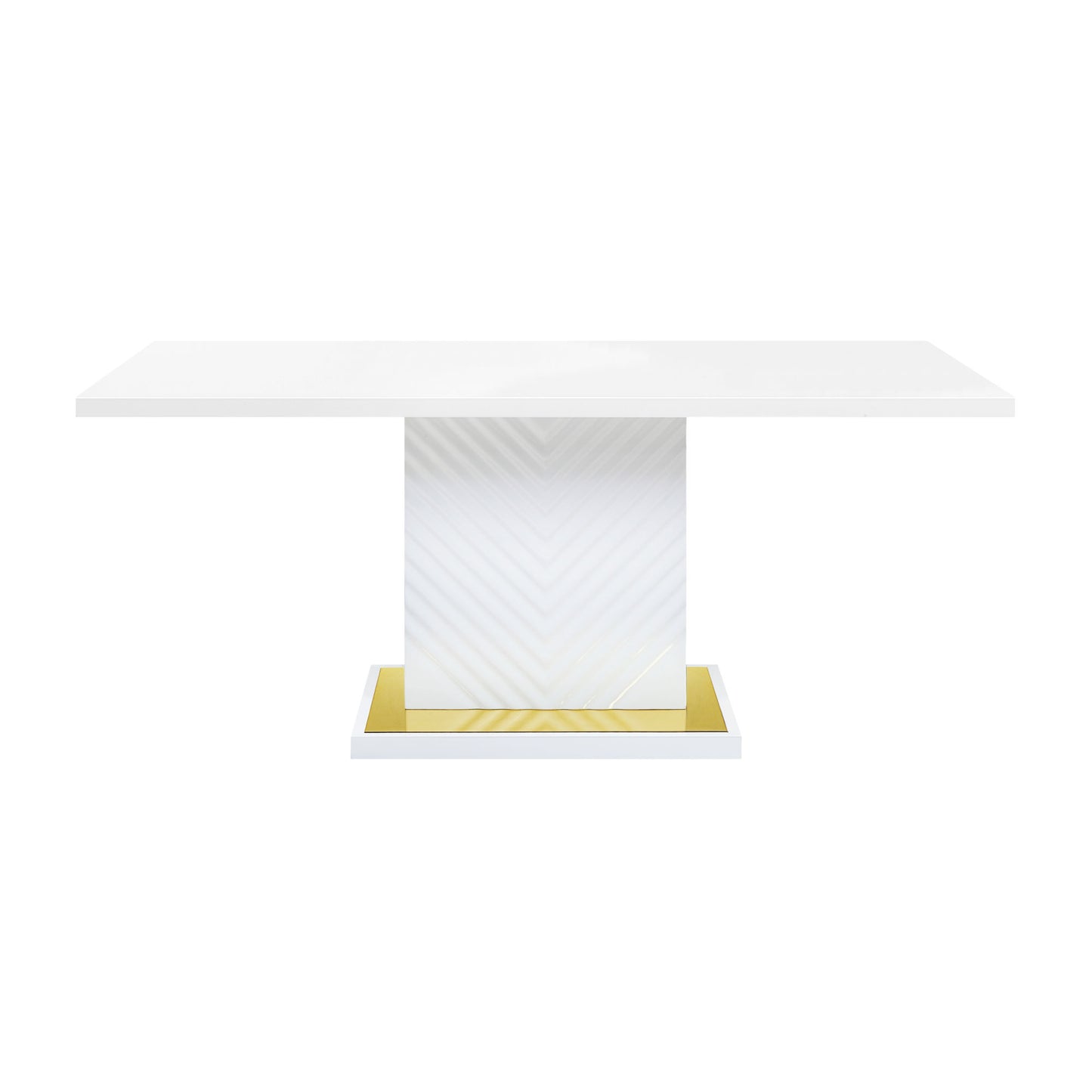acme gaines dining table, white high gloss finish