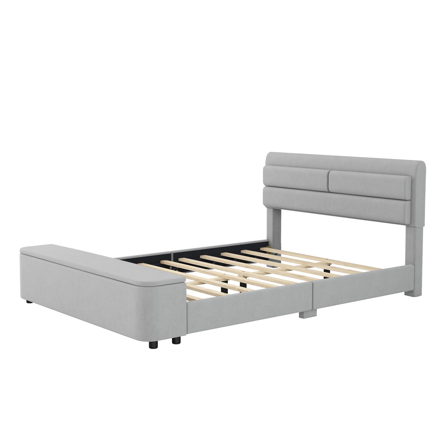 holly upholstery platform bed with storage headboard and footboard