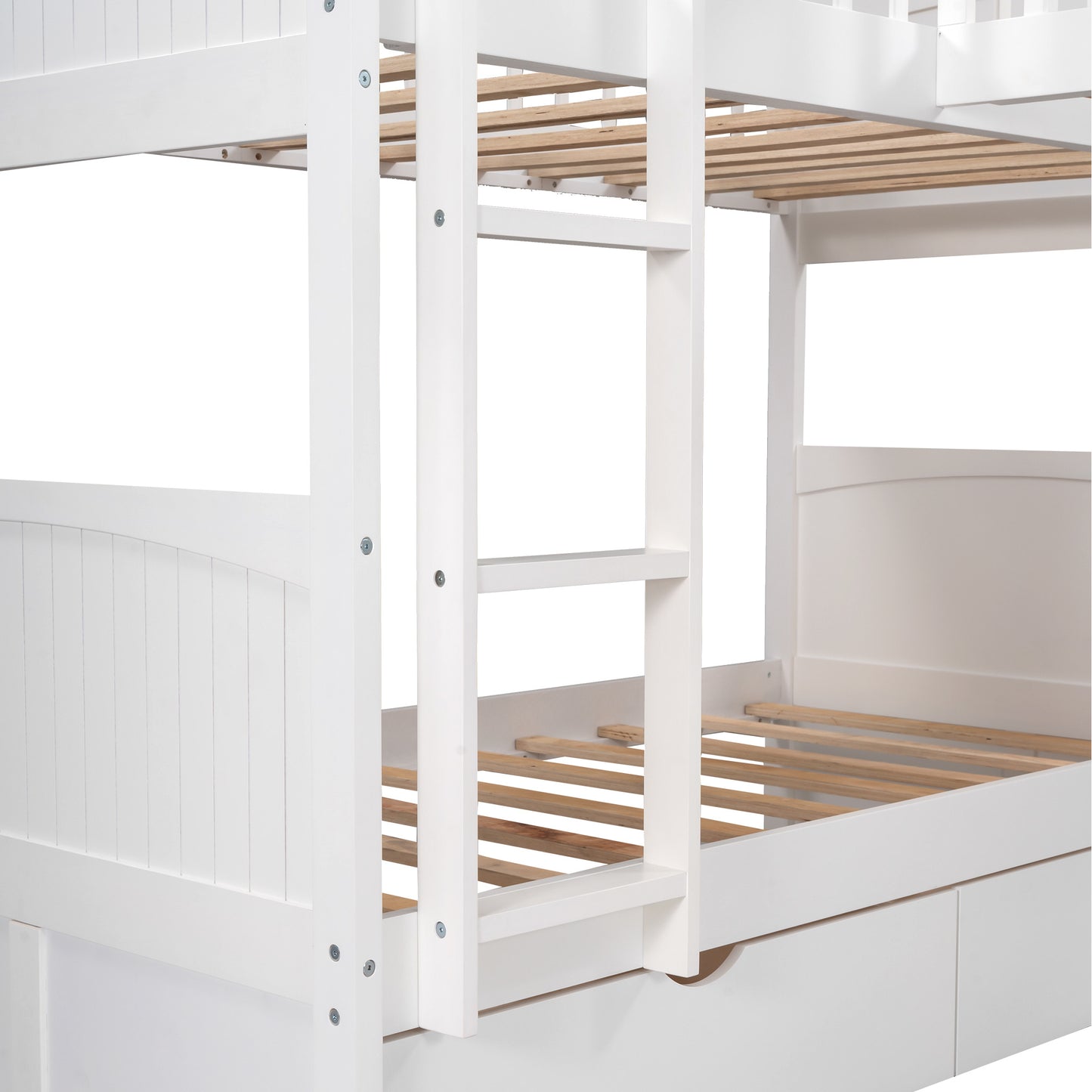 twin size bunk bed with a loft bed attached and two drawers, gray