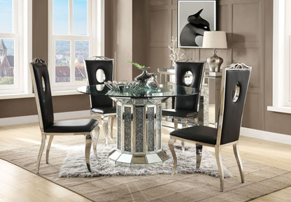 ACME Noralie Dining Table, Mirrored & Faux Diamonds
