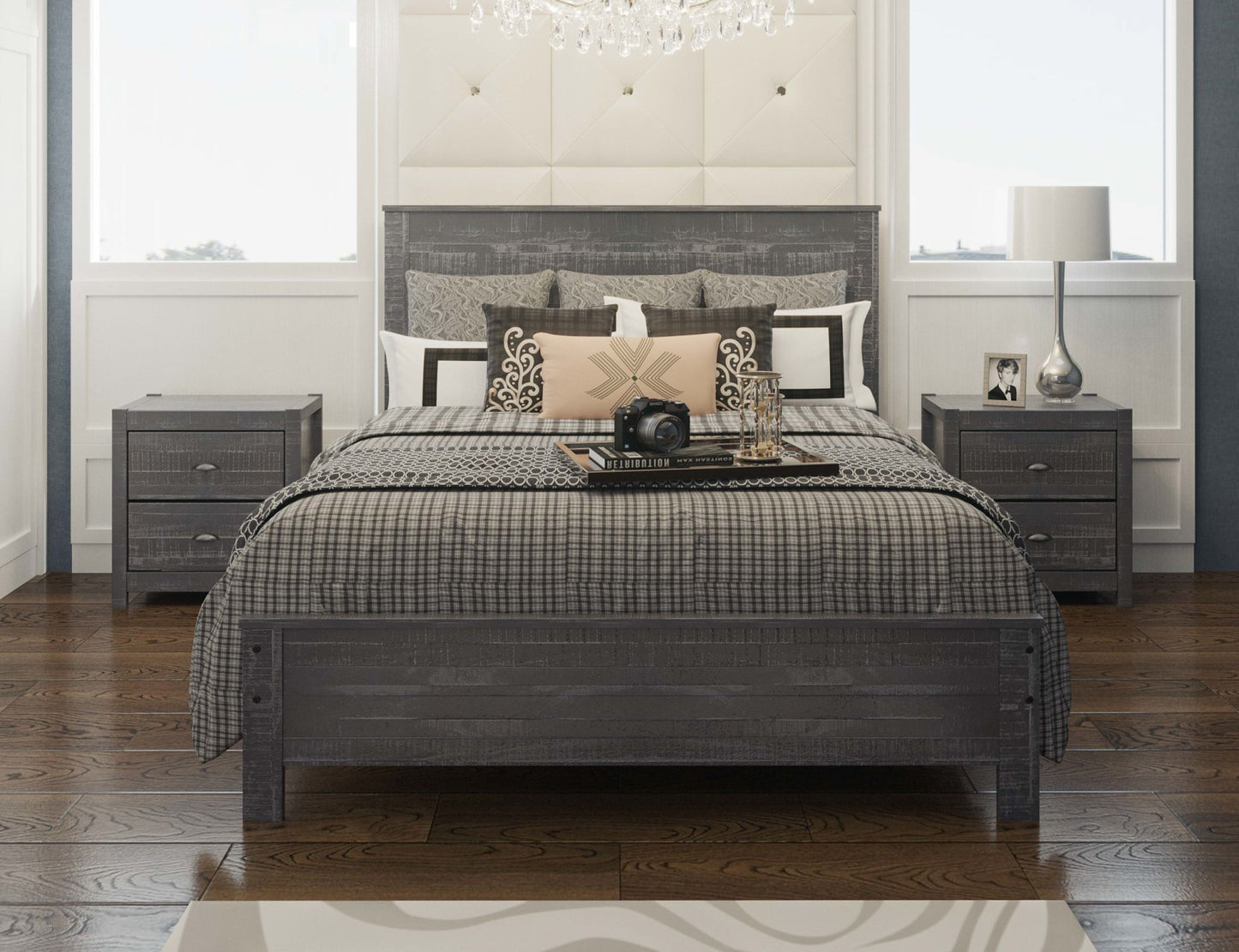 albany 3 piece queen bed set, grey