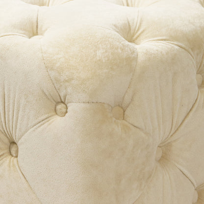 Beige Modern Velvet Upholstered Ottoman