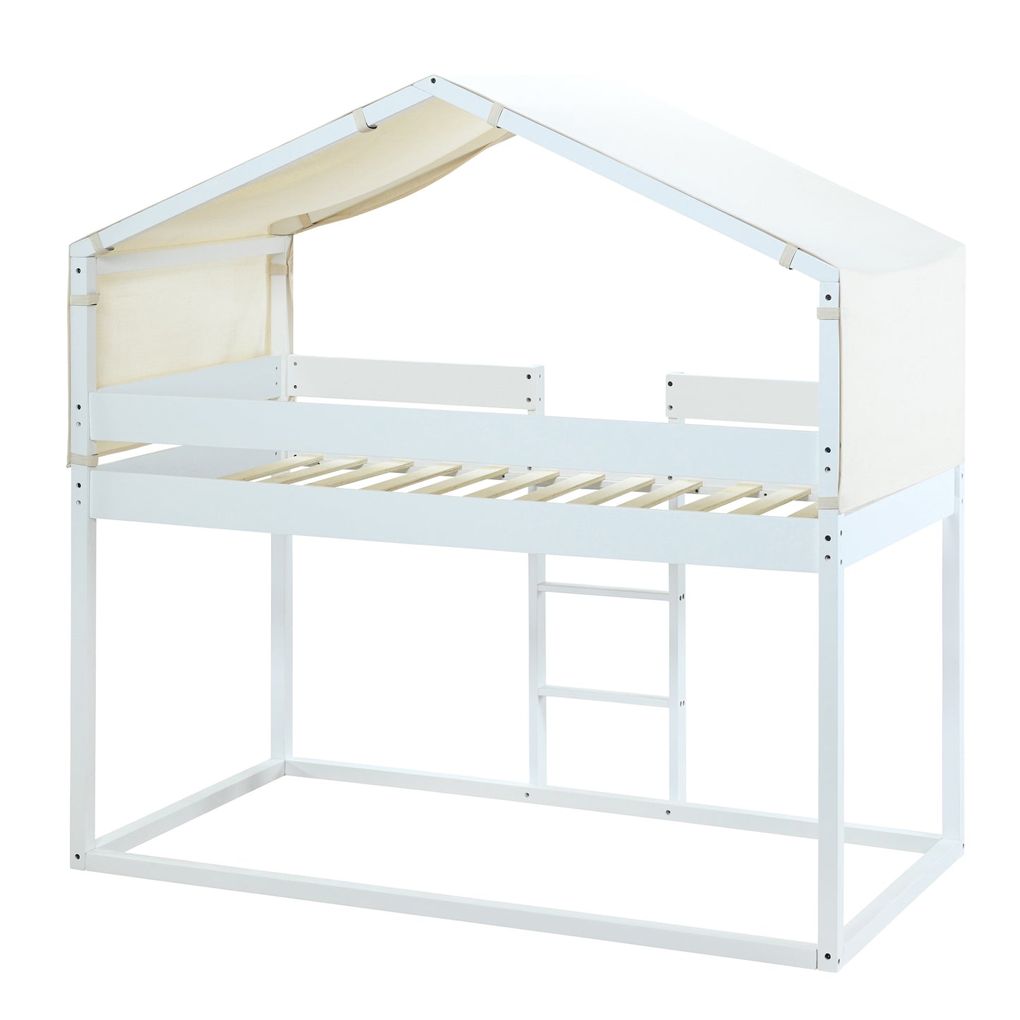 twin over twin bunk bed wood bed with tent