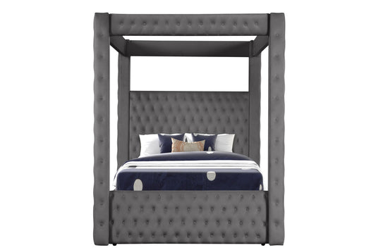 Monica luxurious Four-Poster Full Bed Made with Wood in Gray