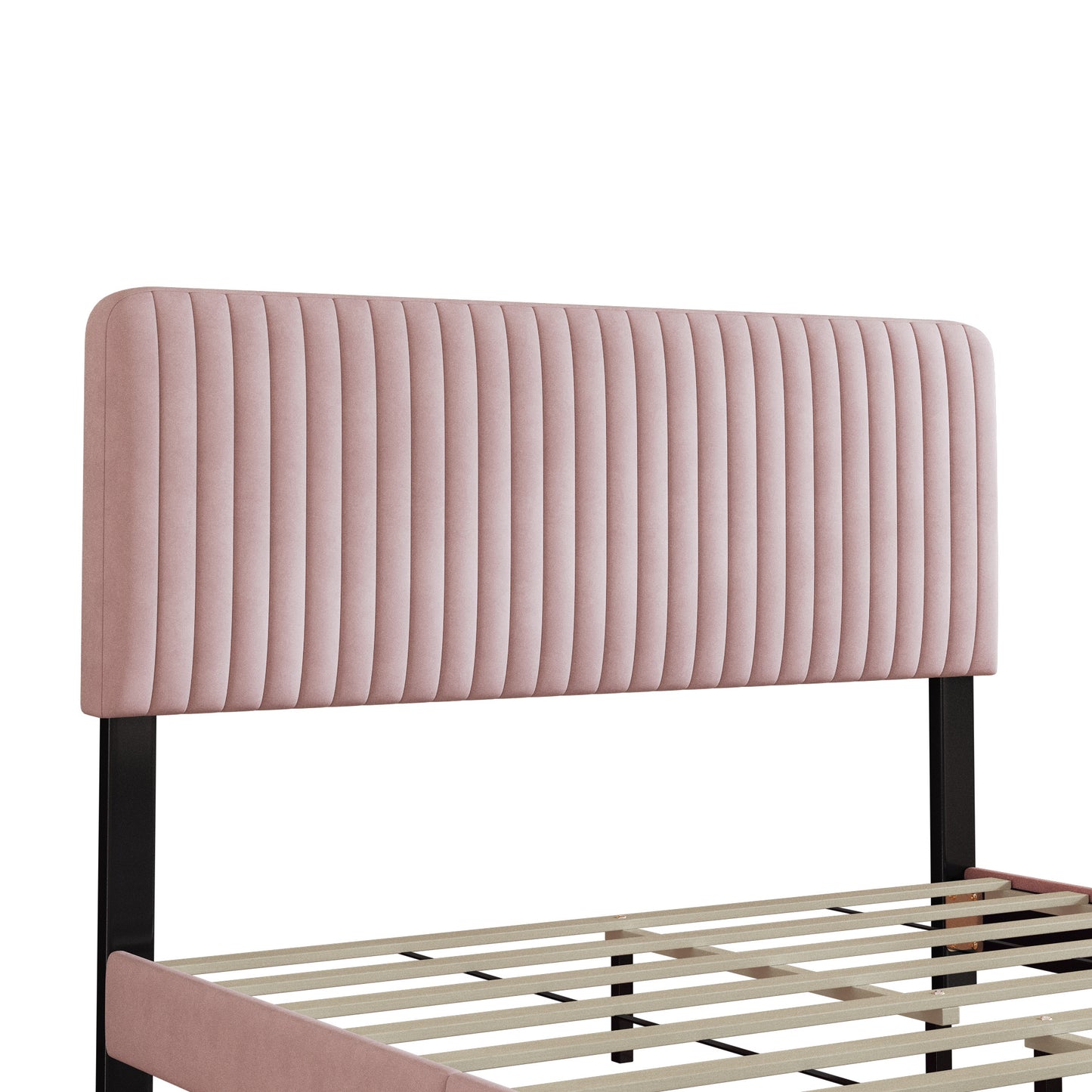 emily upholstered platform bed, pink