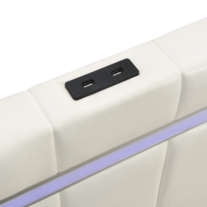 Floating Bed Frame with LED Lights and USB Charging #3