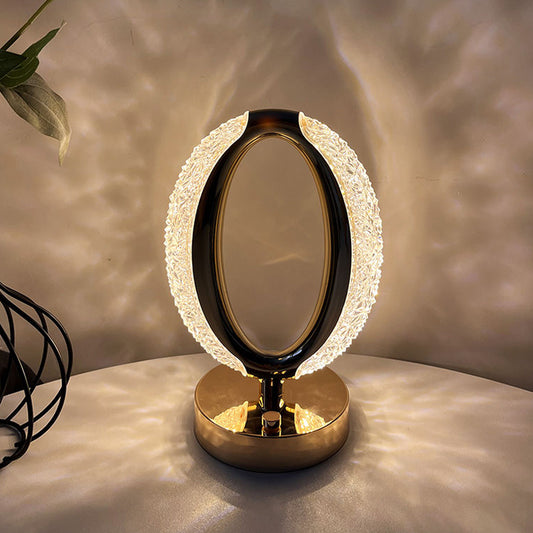 Acrylic Crystal Modern Luxury Rechargeable Table Lamp with USB Charging Port