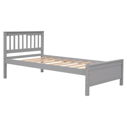 Twin Bed with Headboard & Nightstand, Grey