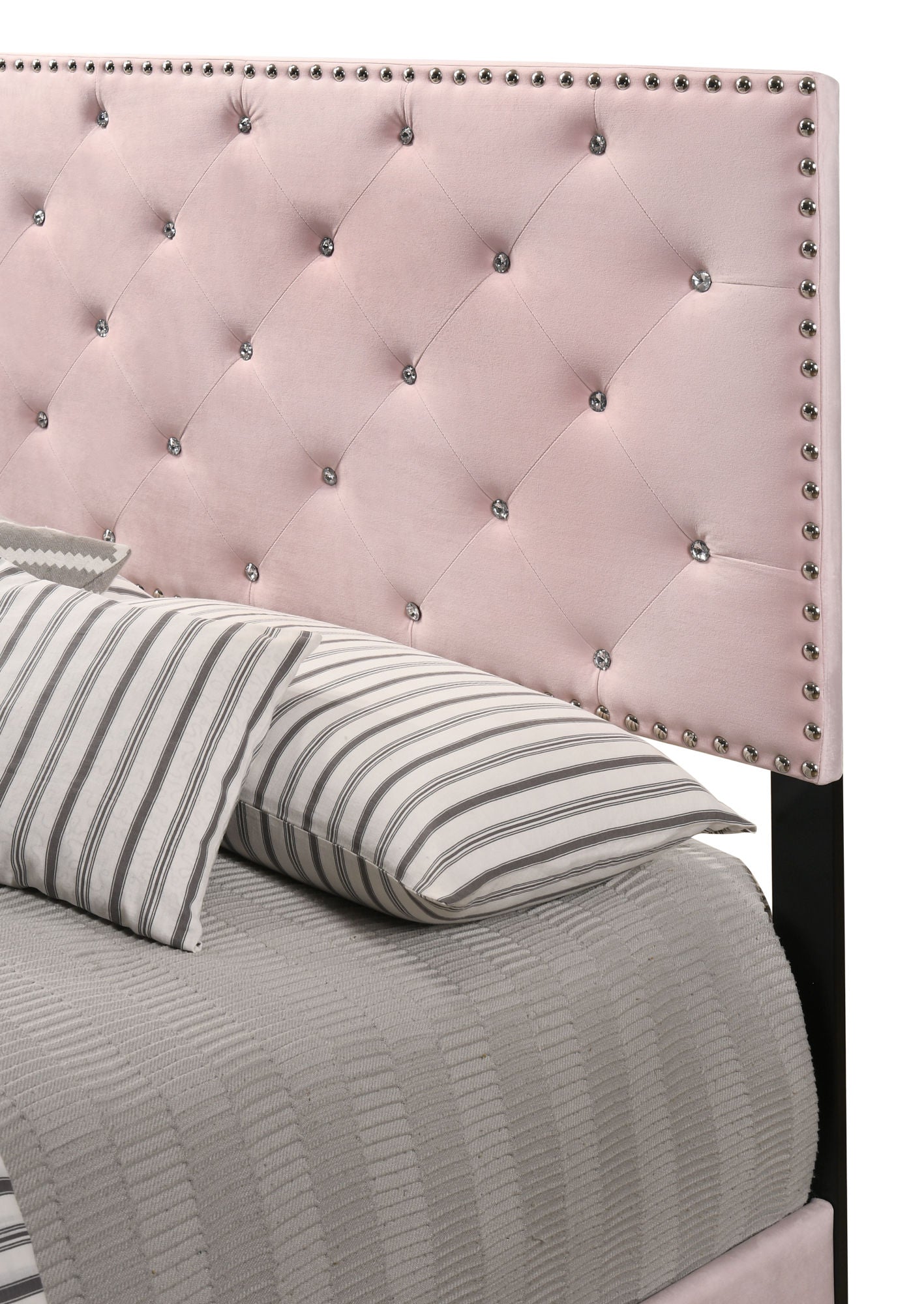 velvet suffolk upholstered bed, pink
