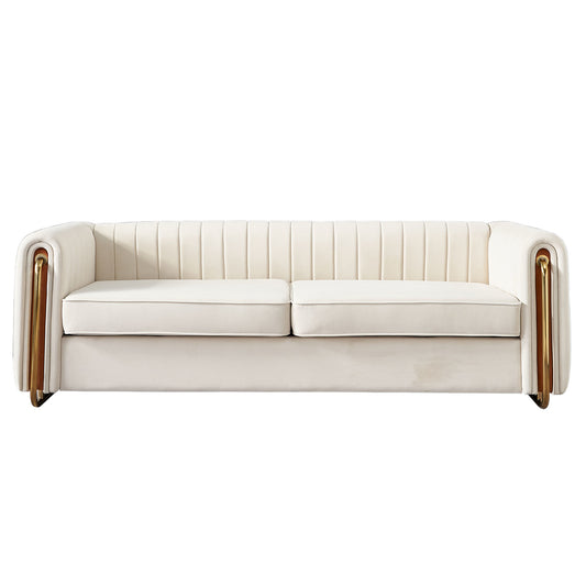 Zara Velvet Sofa Couch, Beige