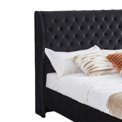 Chesterfield Upholstered Wingback Velvet Bed