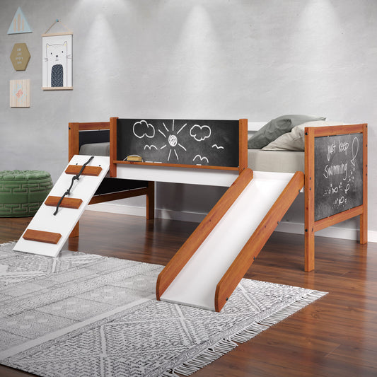 ACME Aurea Twin Loft Bed w/Slide, Cherry Oak & White Finish