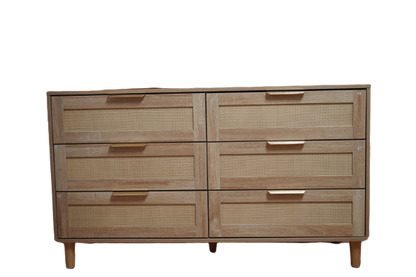 Modern 6 Drawer Rattan Dresser