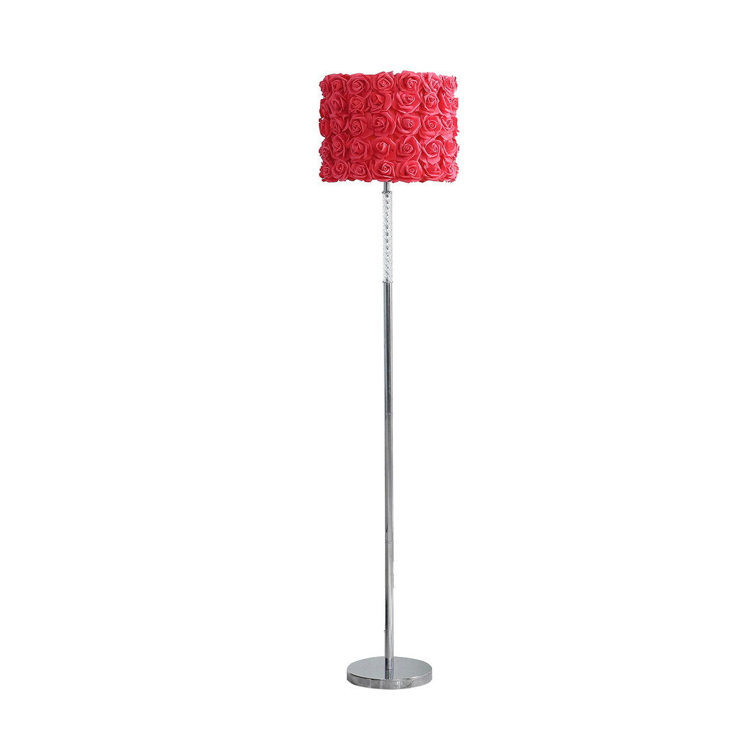 63"in red roses in bloom acrylic/metal floor lamp