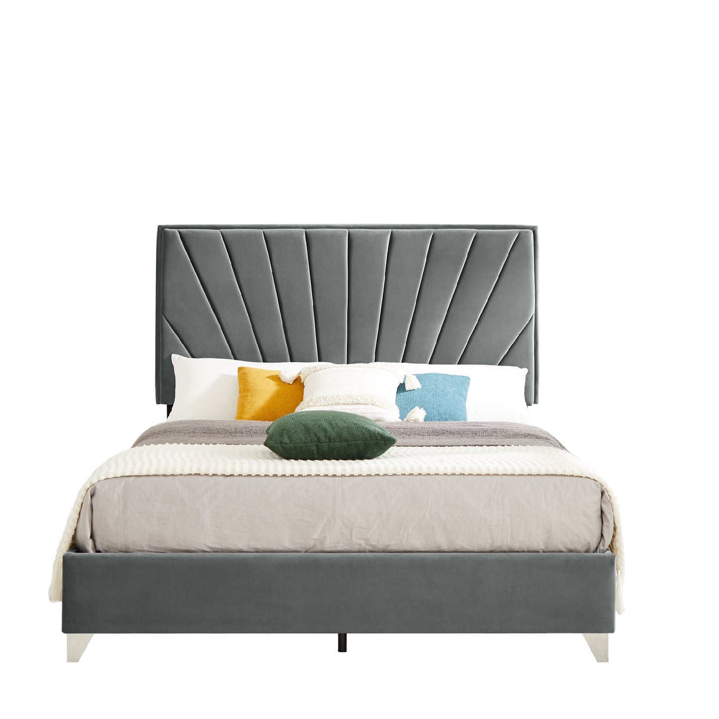 flannelette beautiful line stripe cushion headboard, grey