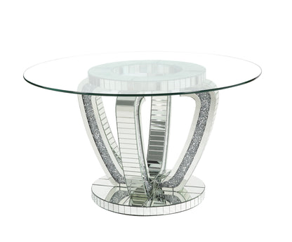 ACME Noralie DINING TABLE Mirrored & Faux Diamonds