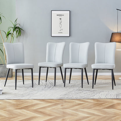 Modern Leather Dining Chairs Set of 4 Chairs, White