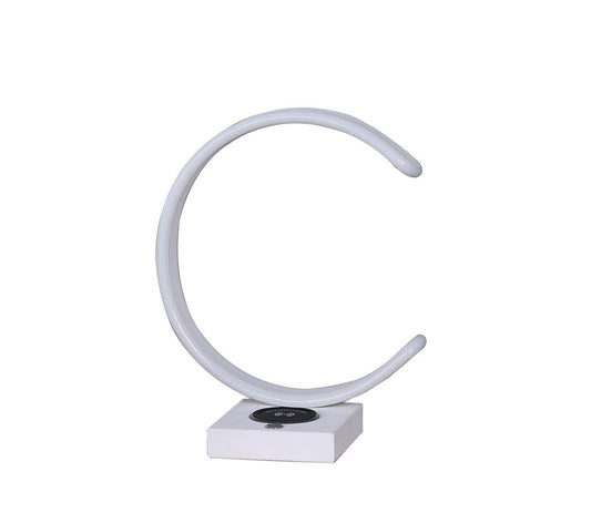 13.5" C Shape LED w/ USB / Wireless Charger Port Table Lamp