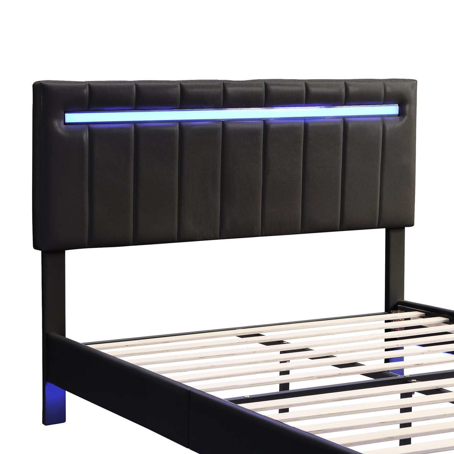 floating bed frame with led lights and usb charging