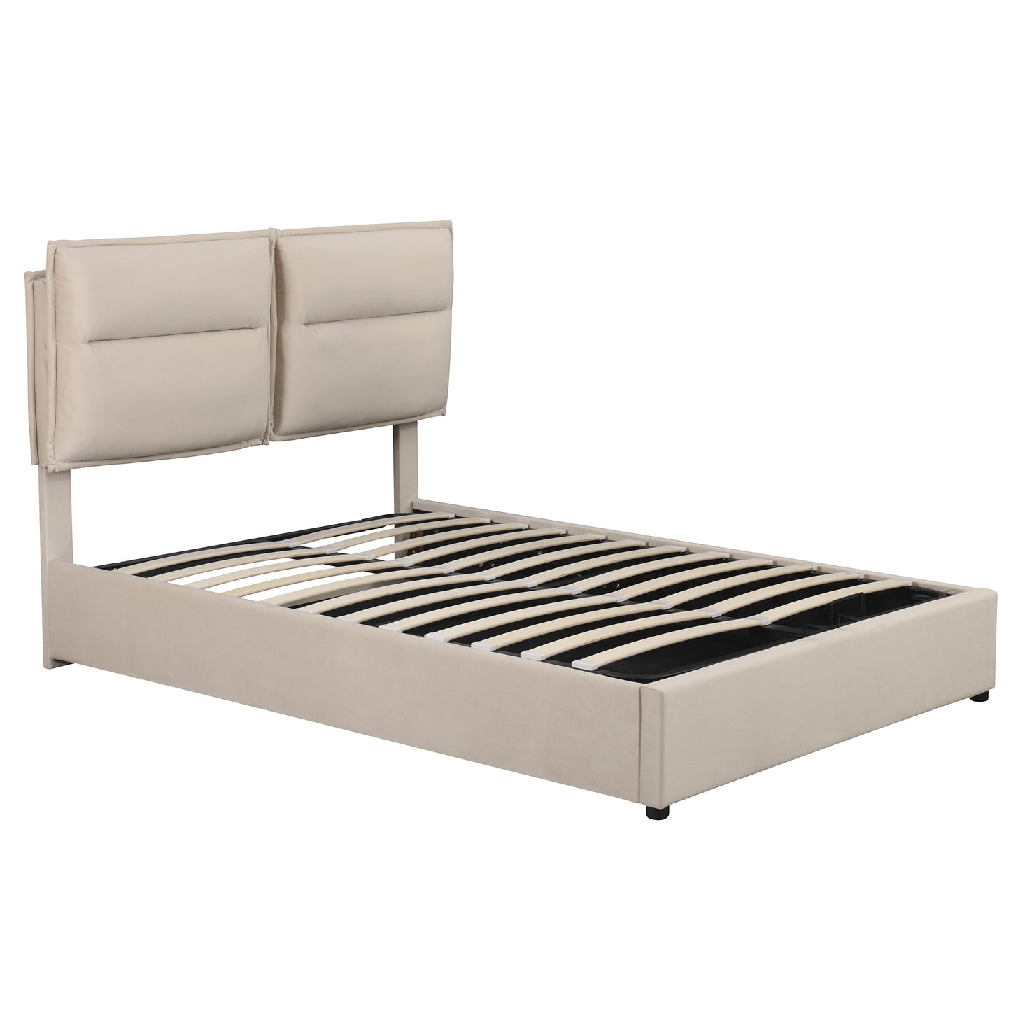 upholstered platform bed with a hydraulic storage system