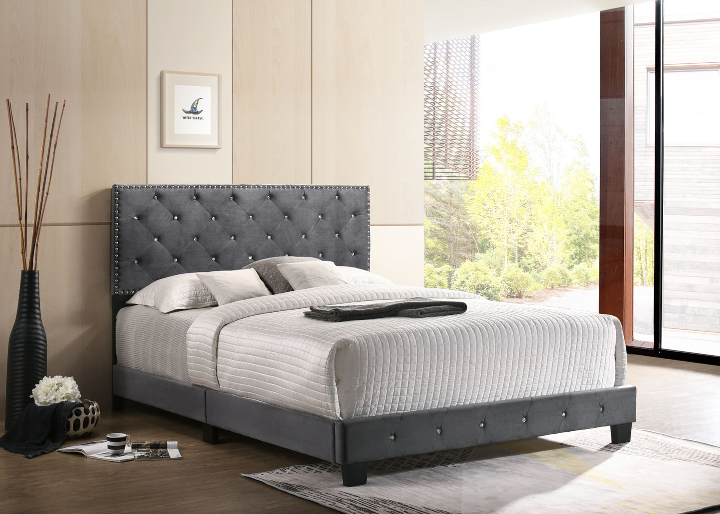 suffolk queen bed , gray