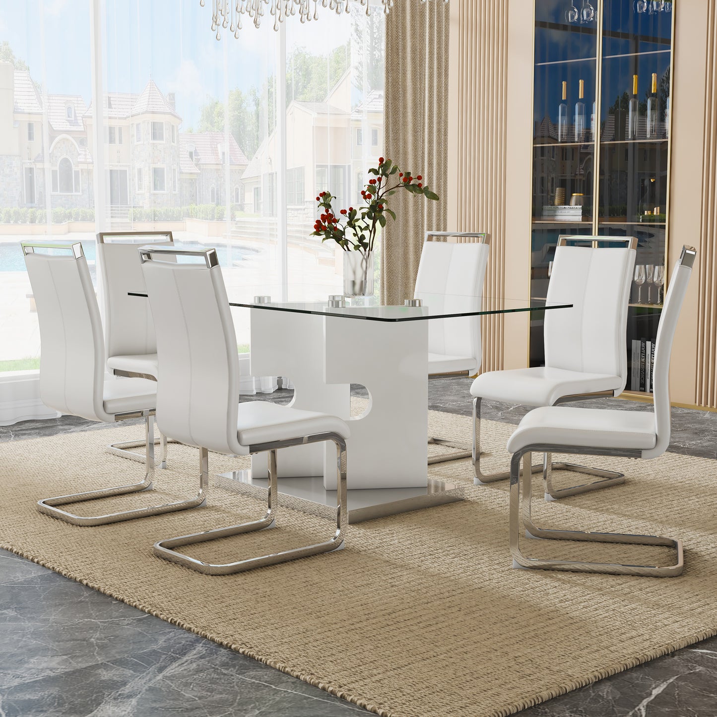 ruby 6-piece dining table set, white