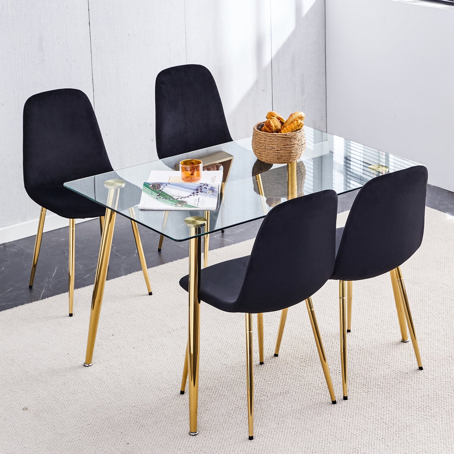 zara dining chairs set of 4, soft velvet black