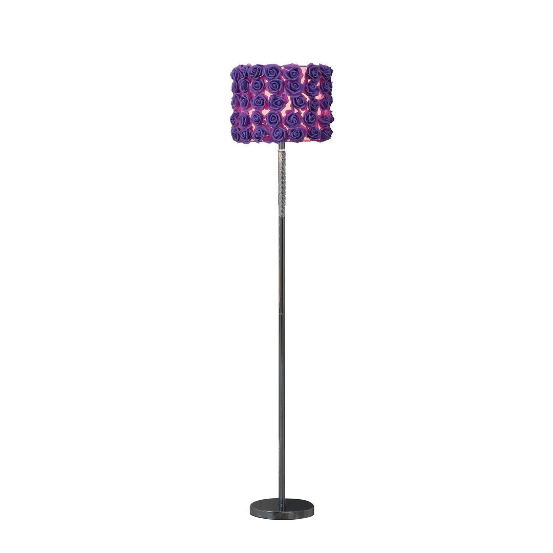 63"in lavender roses in bloom acrylic/metal floor lamp