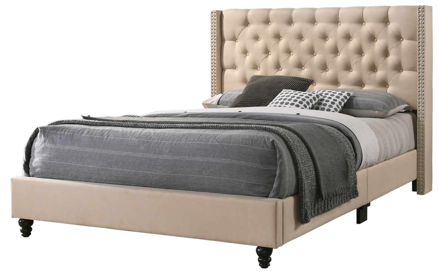 julie queen upholstered bed , beige