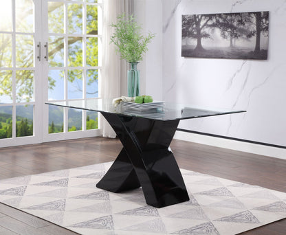 ACME Pervis Dining Table in Black & Clear Glass