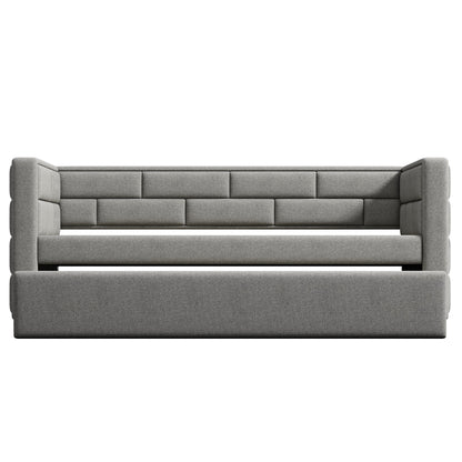 Upholstered Bed with Padded Back, Gray