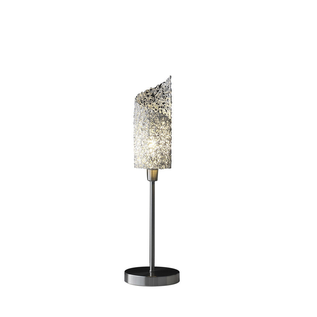 22" in aldo upright concave aluminum brush silver table lamp