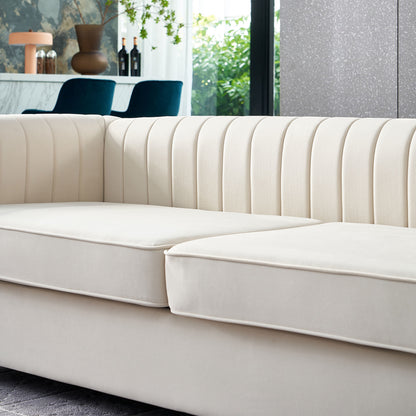 Zara Velvet Sofa Couch, Beige