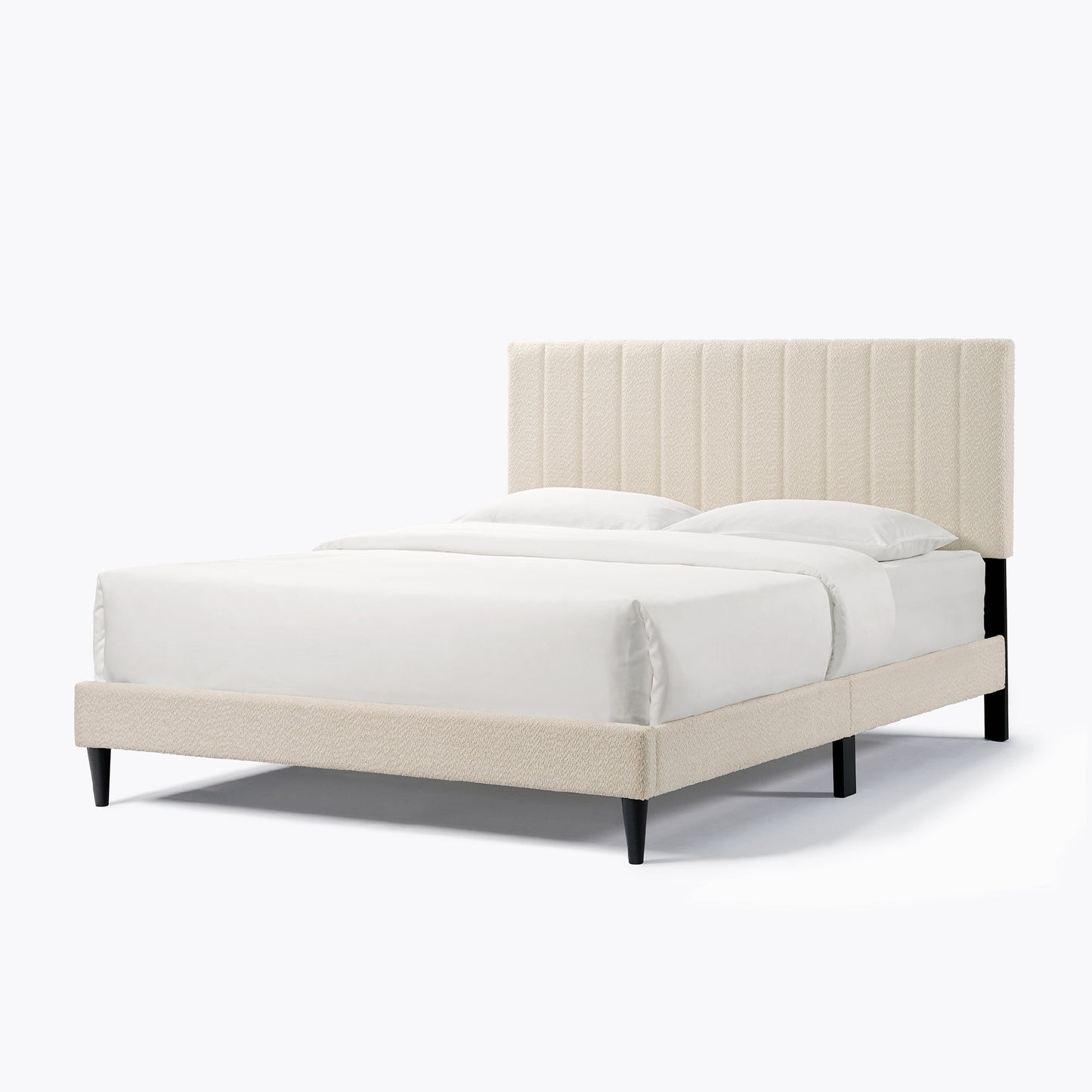 dove tufted upholstered platform bed - pearl white - queen