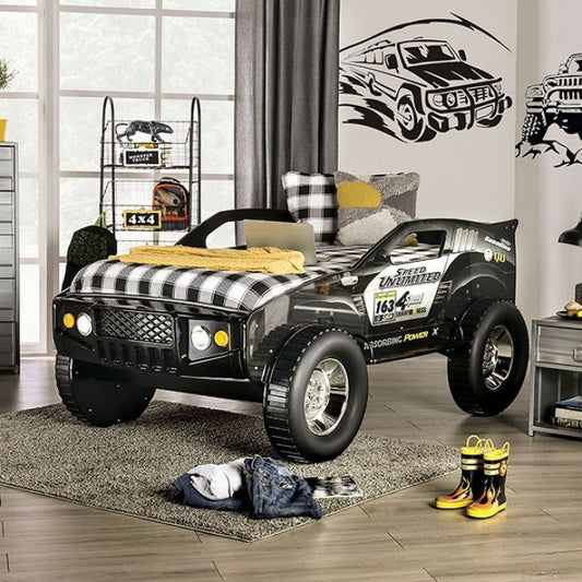 Sports Jeep Twin Bed, Black