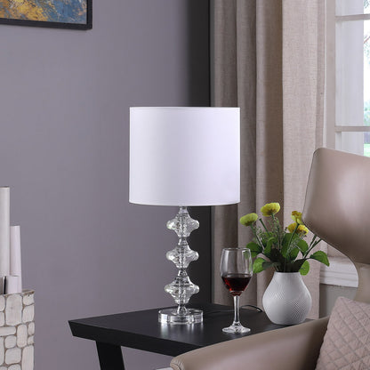 22.25" Geometric Prism Solid Crystal Table Lamp in Chrome Silver
