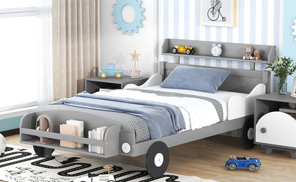 Twin Size Car-Shaped Platform Bed, Gray