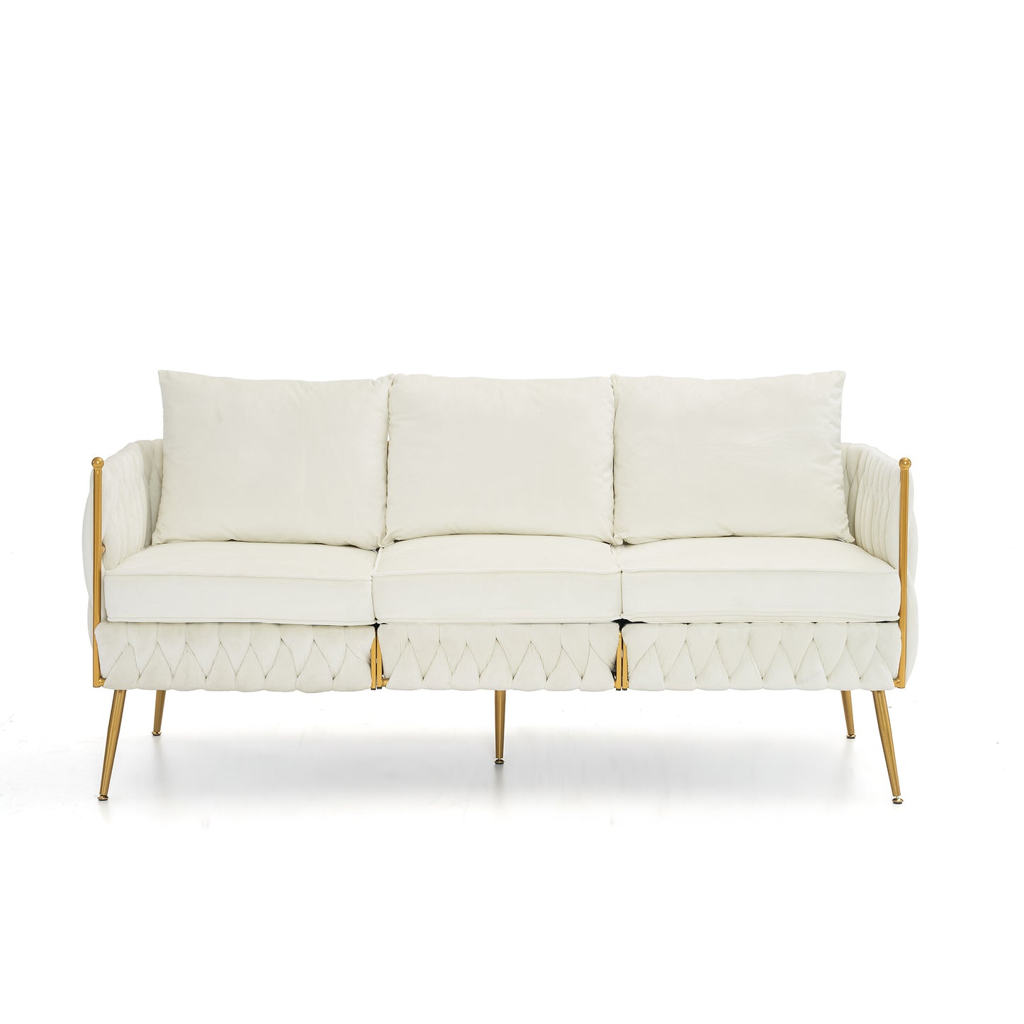 2 pieces velvet sofa couch set, cream white velvet