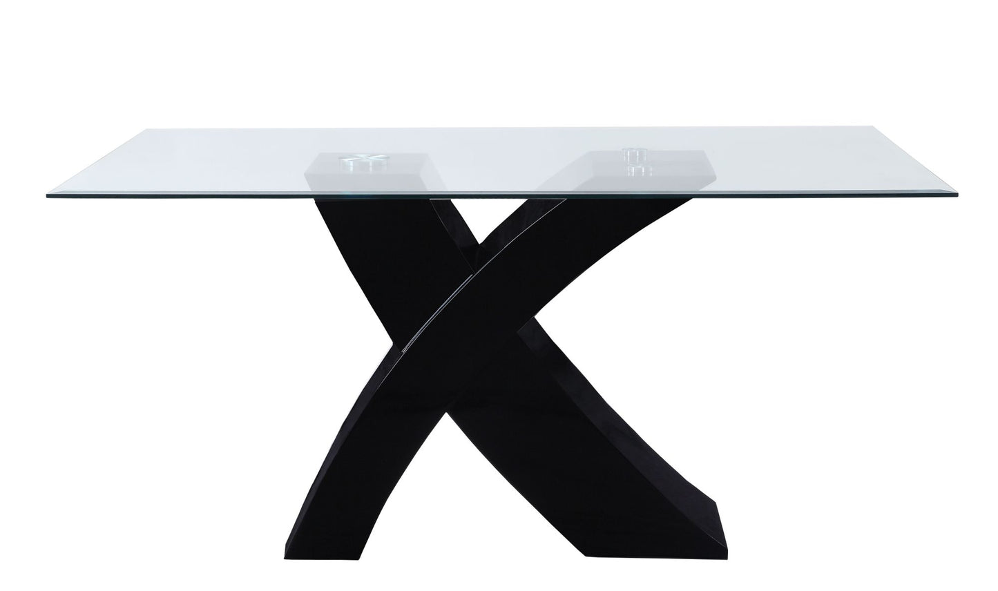 acme pervis dining table in black & clear glass