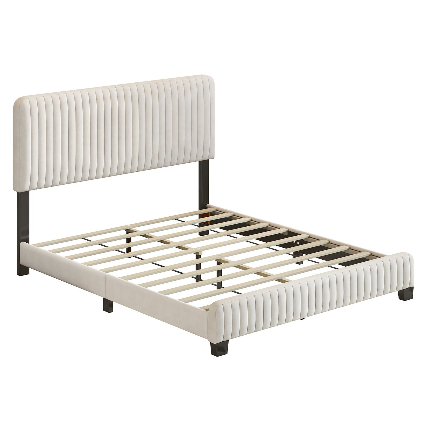 emily upholstered platform bed,beige