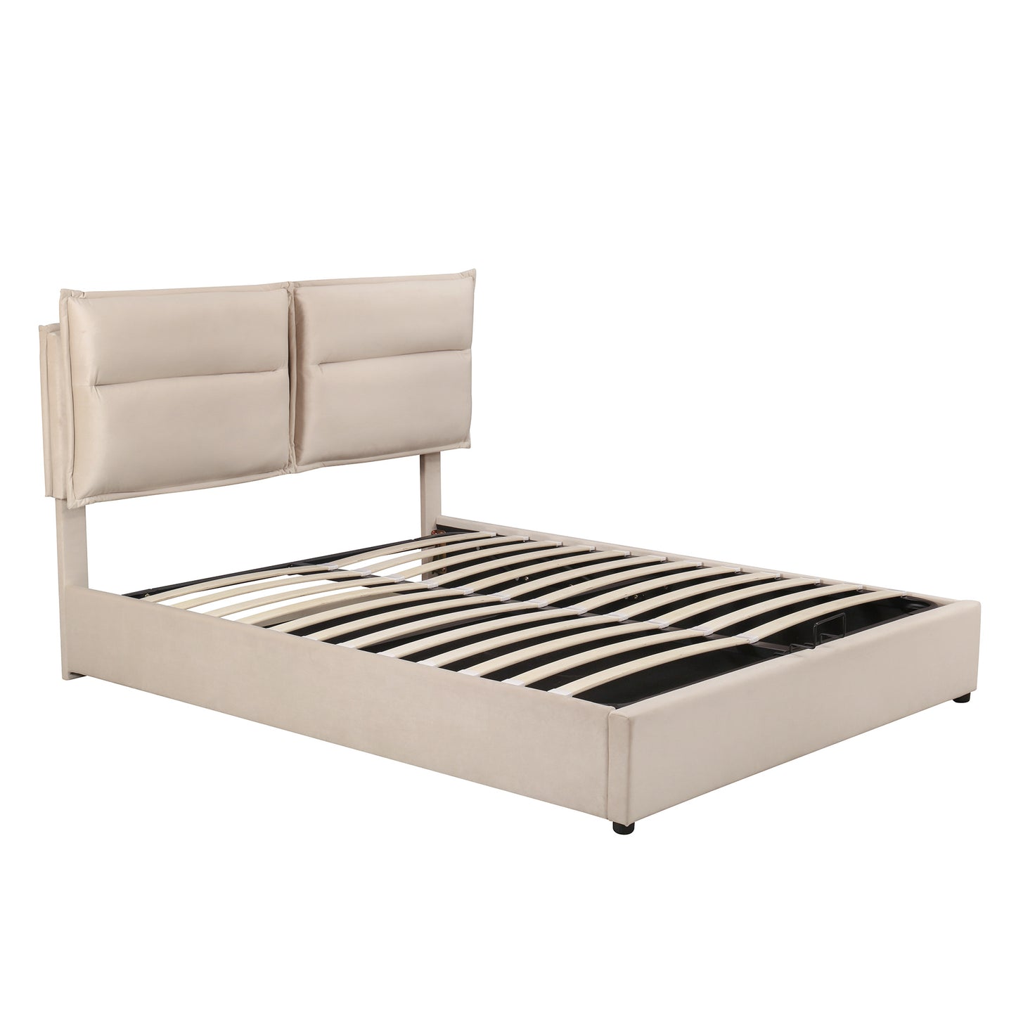 upholstered platform bed with a hydraulic storage system