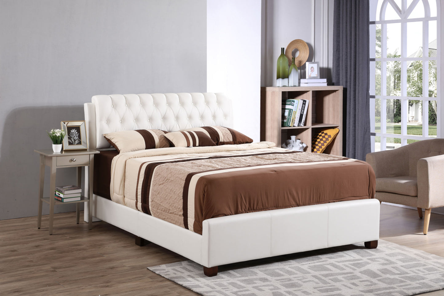 marilla upholstered  bed, white