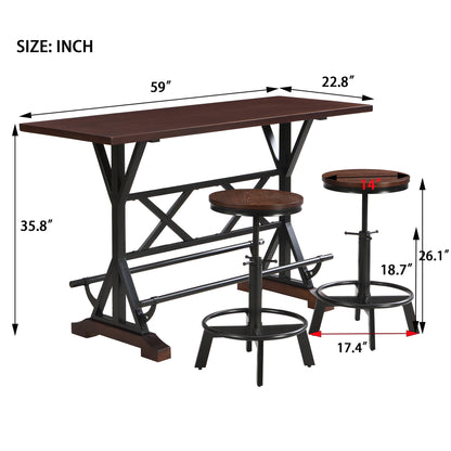 5-Piece Dining Table Set, 59" Wooden