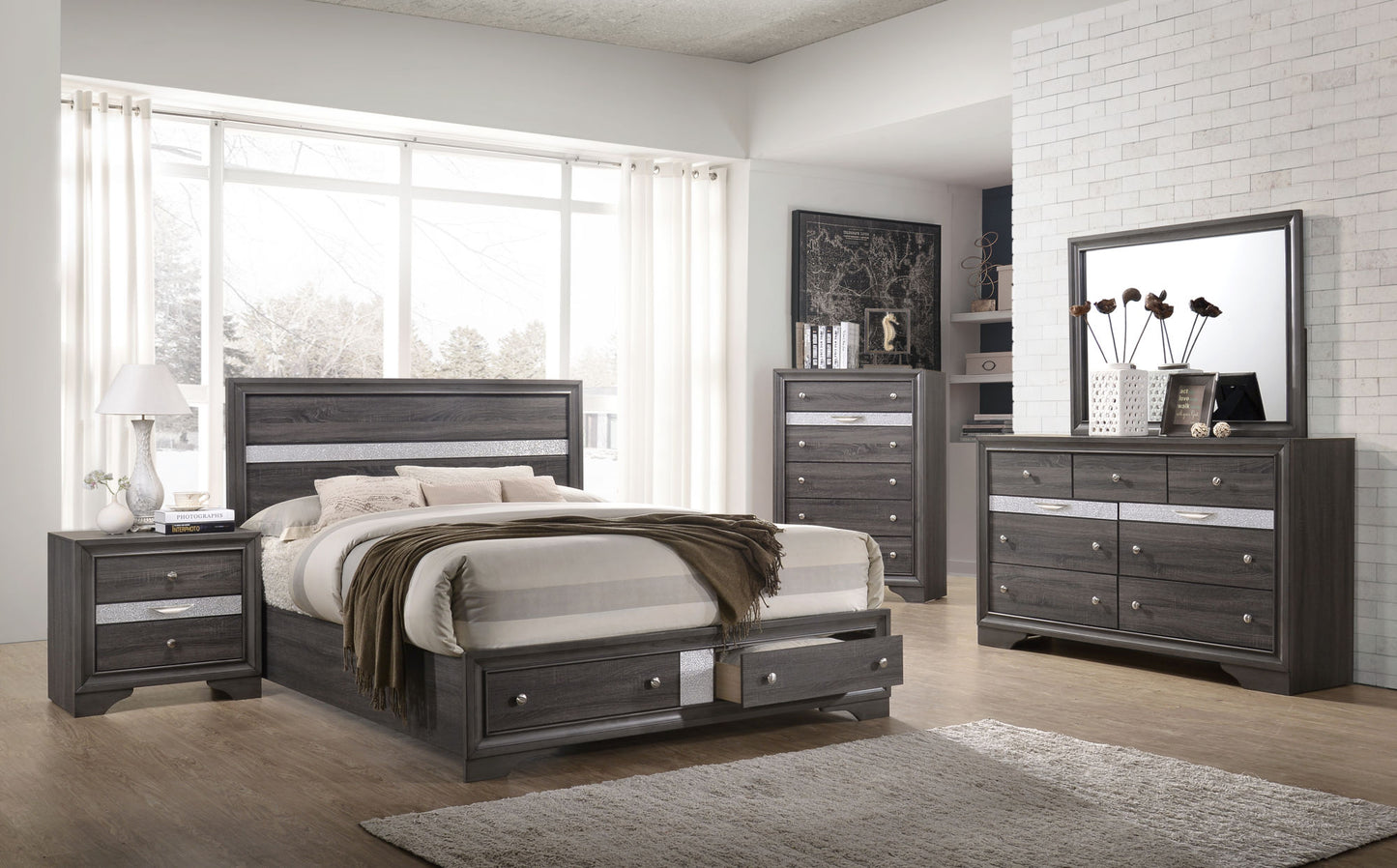 matrix traditional 7 drawer dresser made with wood in gray